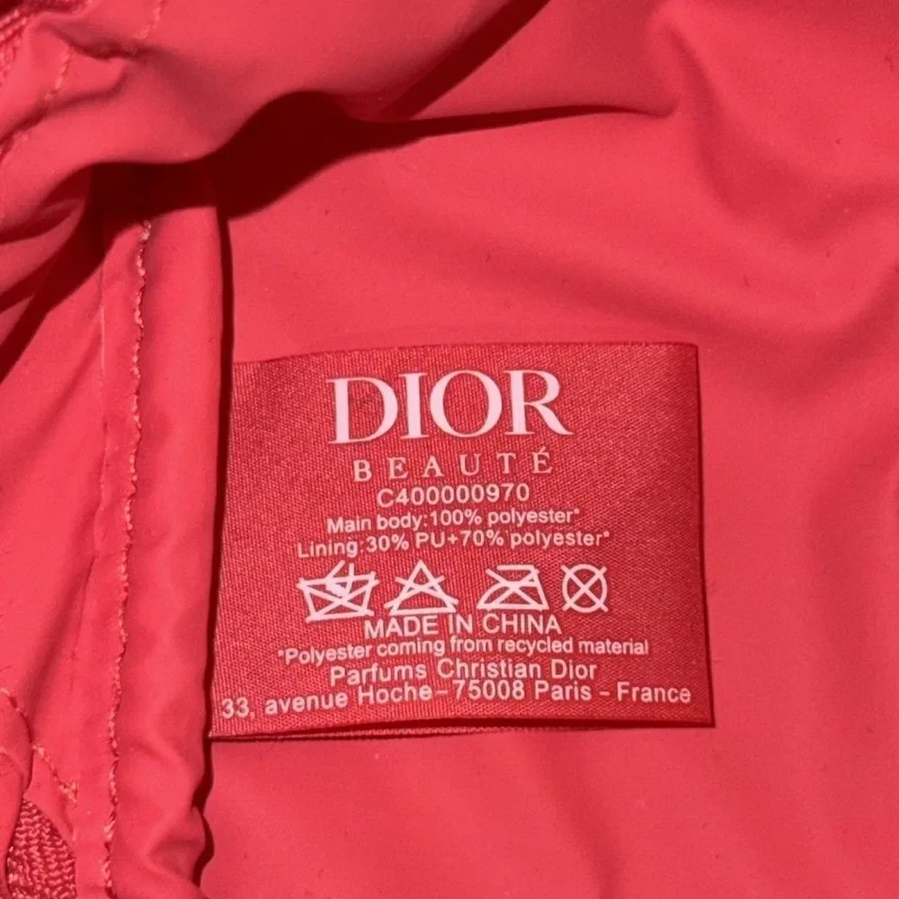 NWOT Dior Coral Canvas Travel Cosmetic Vanity Case Makeup Jewelry Organizer D…‎
